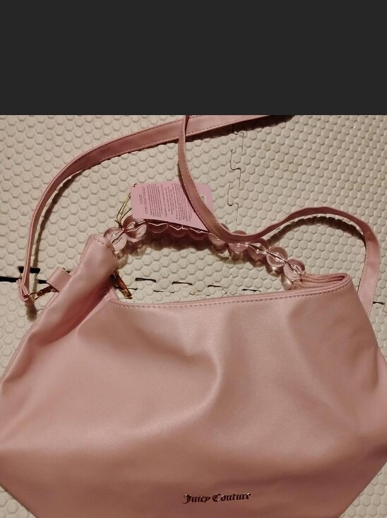 Juicy Couture Handbags - Juicy Couture Light Pink Shoulder Bag with Clear Bead Handle#marks